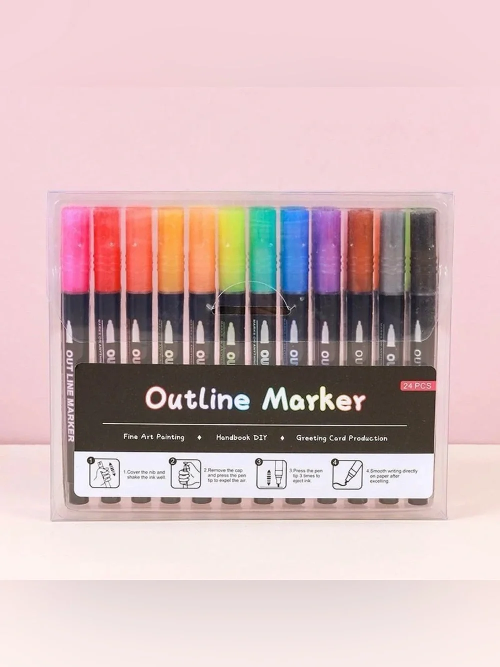 24-Piece Multicolor Outline Marker Set - Assorted Colors
